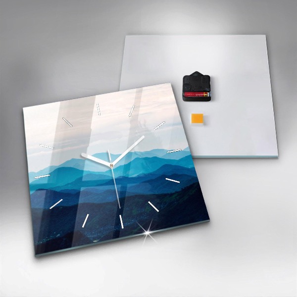 Štvorcové hodiny Akvarel hory