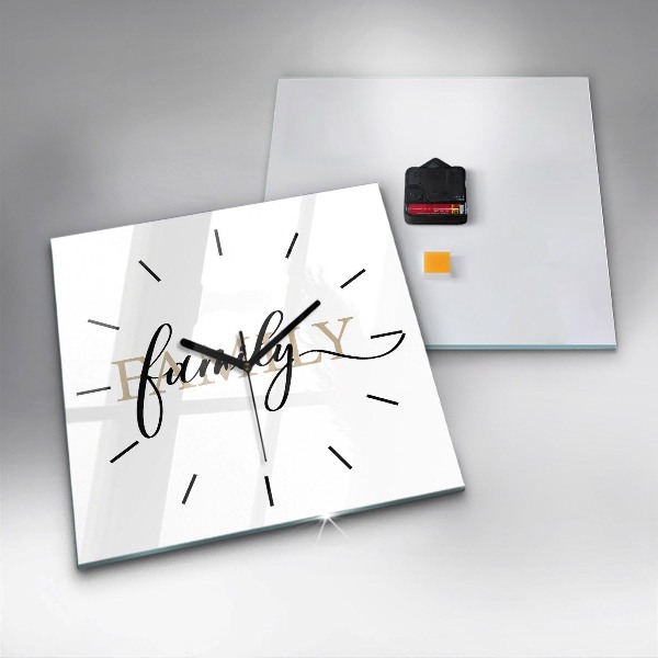 Štvorcové hodiny Rodinný nápis