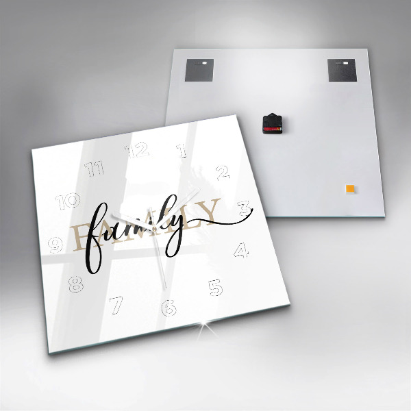 Štvorcové hodiny Rodinný nápis