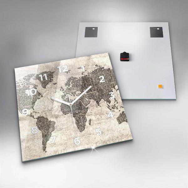 Štvorcové hodiny Mapa sveta v novinách