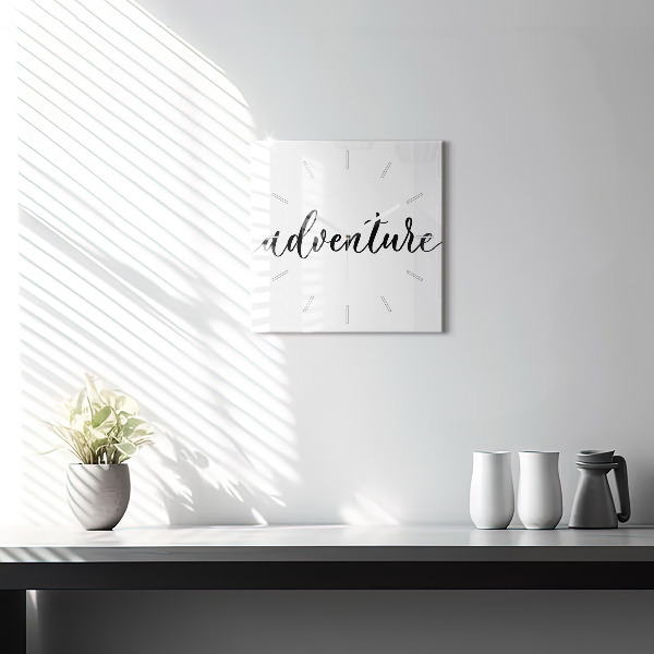 Štvorcové hodiny Dobrodružný nápis