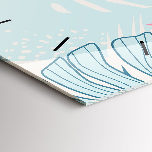 Štvorcové hodiny Pastelové listy – trópy