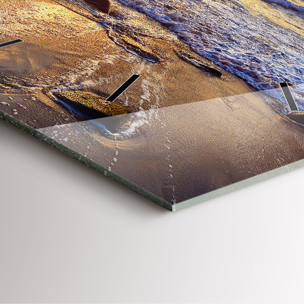 Štvorcové hodiny Západ slnka na pláži