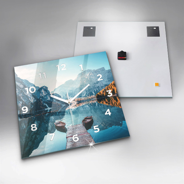 Štvorcové hodiny Lode na jazere