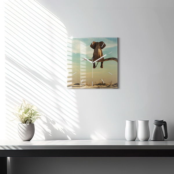 Štvorcové hodiny Slon na strome