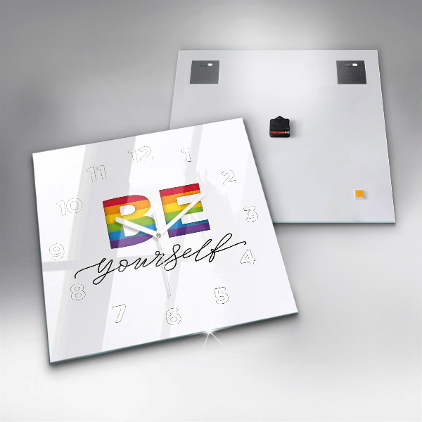 Štvorcové hodiny Nápis Buď sám sebou