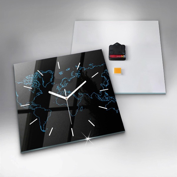 Štvorcové hodiny Obrysy mapy sveta