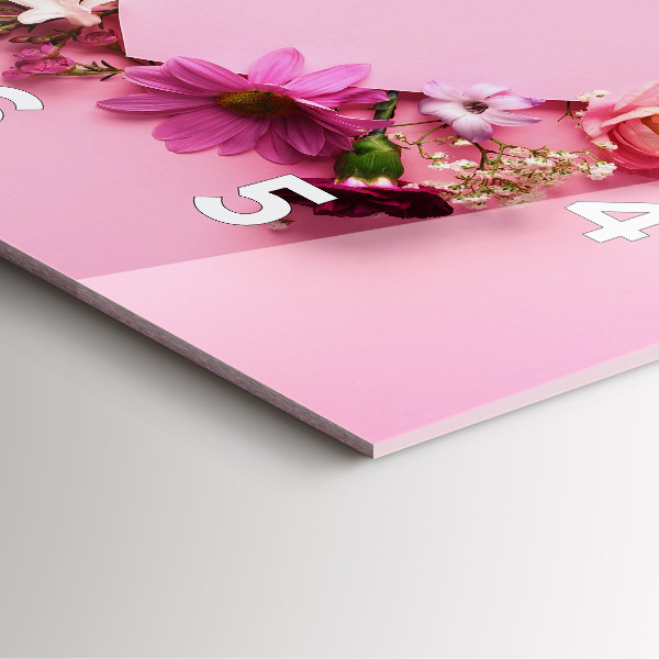 Štvorcové hodiny Srdce vyrobené z kvetov