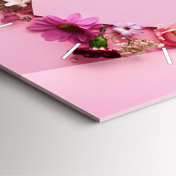 Štvorcové hodiny Srdce vyrobené z kvetov