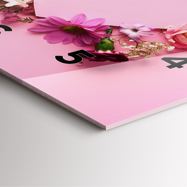 Štvorcové hodiny Srdce vyrobené z kvetov