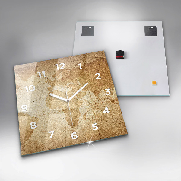 Štvorcové hodiny Vintage mapa sveta