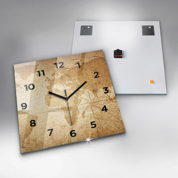 Štvorcové hodiny Vintage mapa sveta