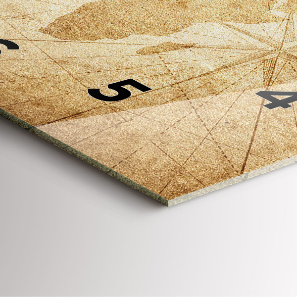 Štvorcové hodiny Vintage mapa sveta