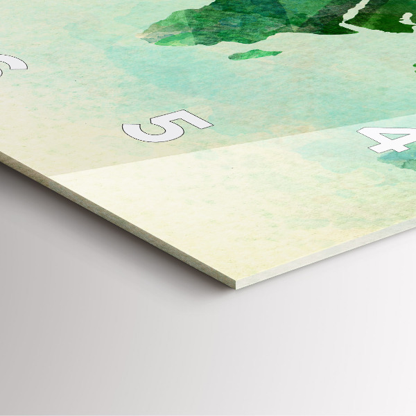 Štvorcové hodiny Akvarelová mapa sveta