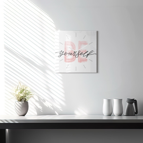 Štvorcové hodiny Nápis Buď sám sebou