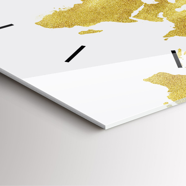 Štvorcové hodiny Zlatá mapa sveta