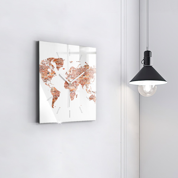 Štvorcové hodiny Stará tehlová mapa