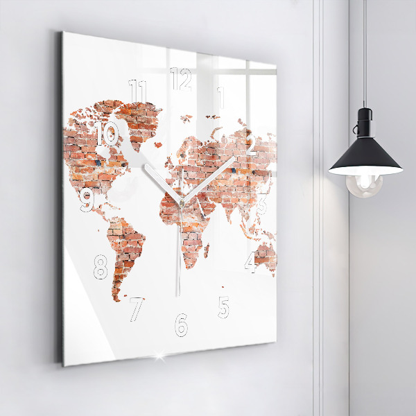 Štvorcové hodiny Stará tehlová mapa