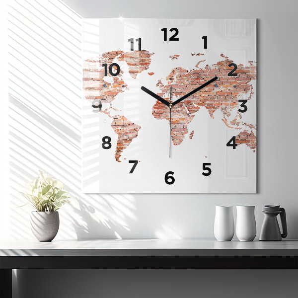 Štvorcové hodiny Stará tehlová mapa