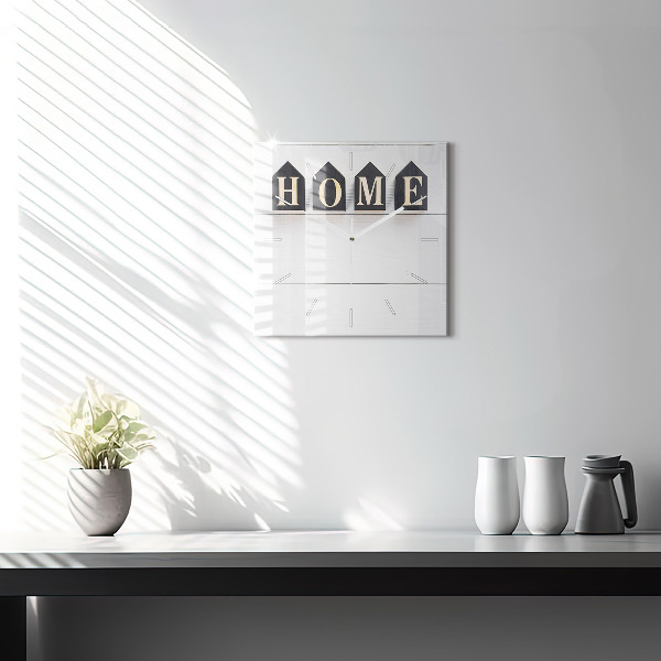 Štvorcové hodiny Domový nápis