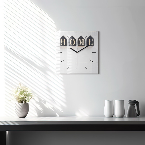 Štvorcové hodiny Domový nápis