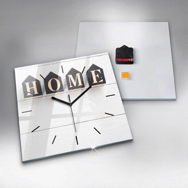 Štvorcové hodiny Domový nápis