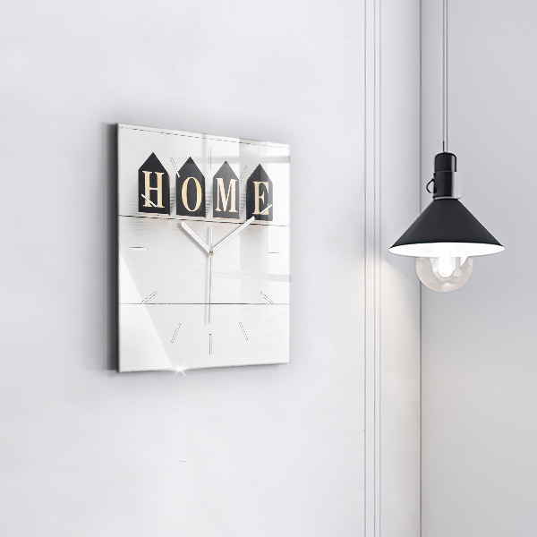 Štvorcové hodiny Domový nápis