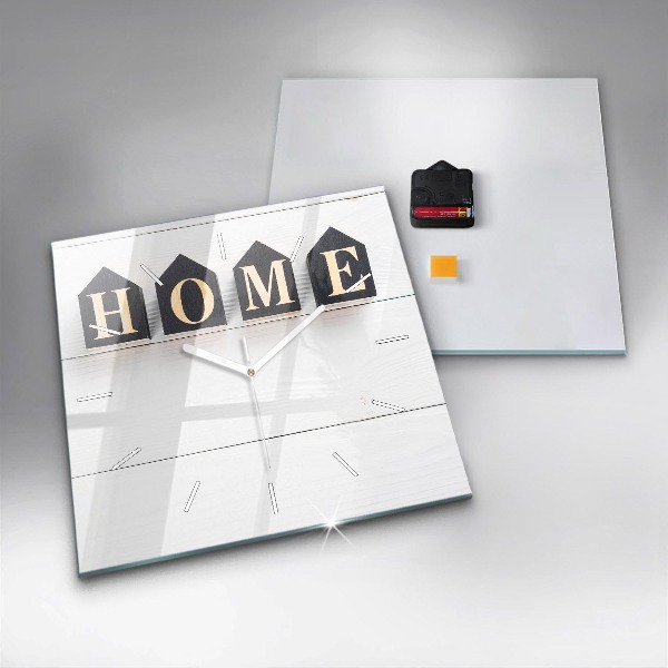 Štvorcové hodiny Domový nápis