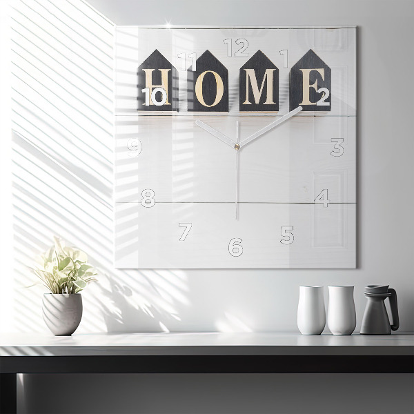 Štvorcové hodiny Domový nápis