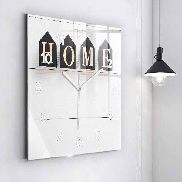 Štvorcové hodiny Domový nápis
