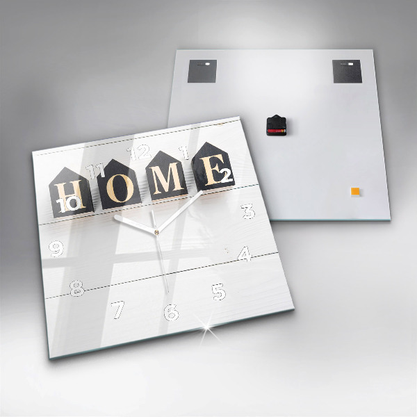 Štvorcové hodiny Domový nápis