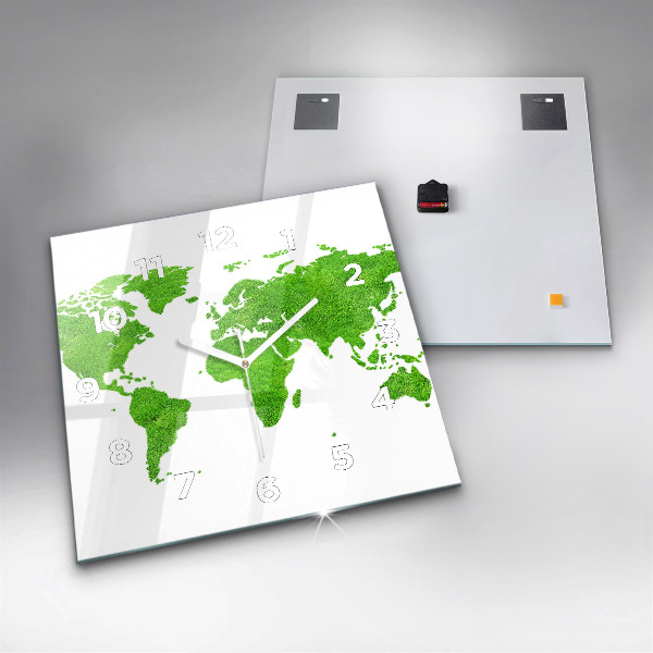 Štvorcové hodiny Mapa zelenej trávy