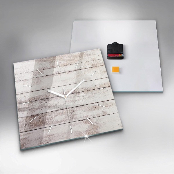 Štvorcové hodiny Svetlé drevené dosky