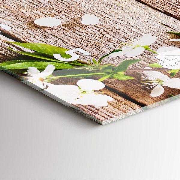 Štvorcové hodiny Kvety na dreve