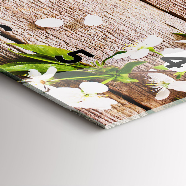 Štvorcové hodiny Kvety na dreve