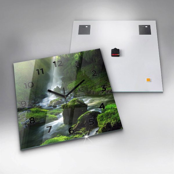Štvorcové hodiny Vodopád a skaly