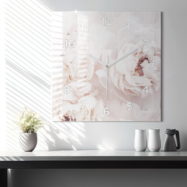 Štvorcové hodiny Kvety pivonky