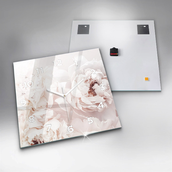 Štvorcové hodiny Kvety pivonky