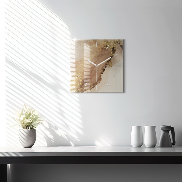 Štvorcové hodiny Béžové moderné umenie