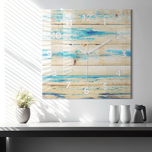 Štvorcové hodiny Poškriabané drevo