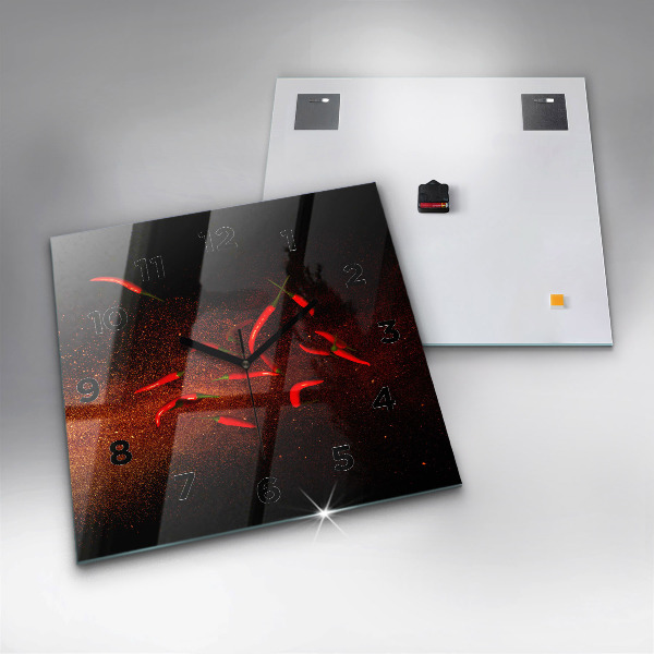 Štvorcové hodiny Chilli papričky