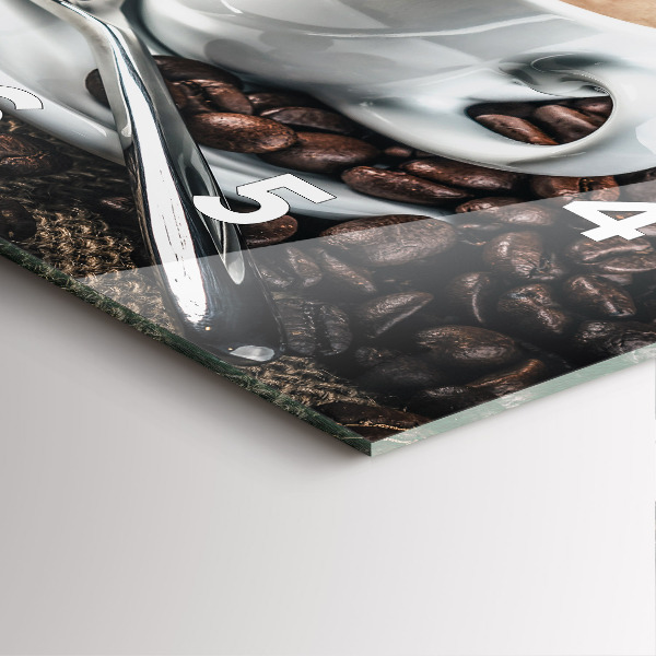 Štvorcové hodiny Šálka a kávové zrná