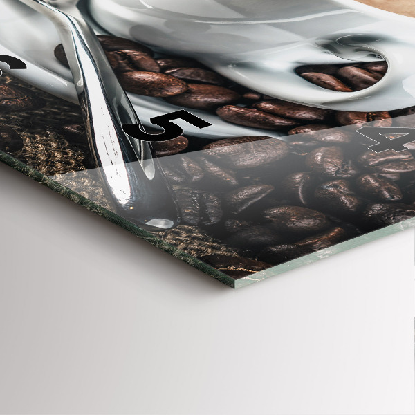 Štvorcové hodiny Šálka a kávové zrná