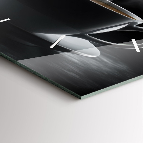 Štvorcové hodiny Šálka čiernej kávy