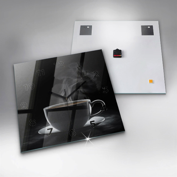 Štvorcové hodiny Šálka čiernej kávy