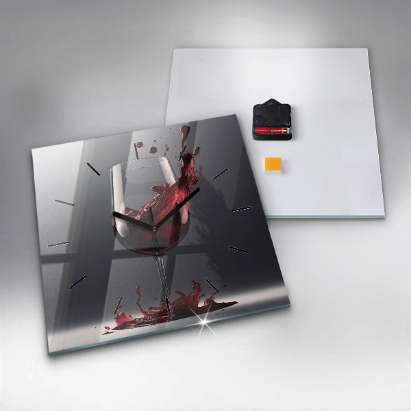 Štvorcové hodiny Pohárik červeného vína