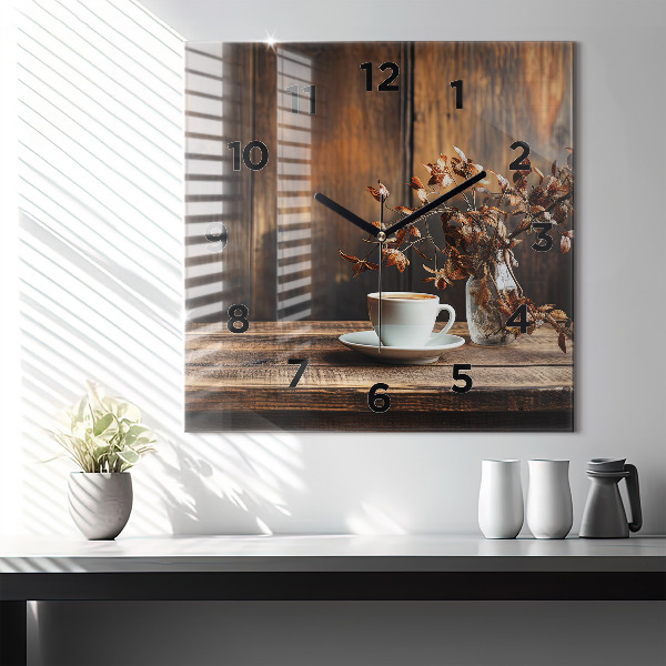 Štvorcové hodiny Šálka kávy