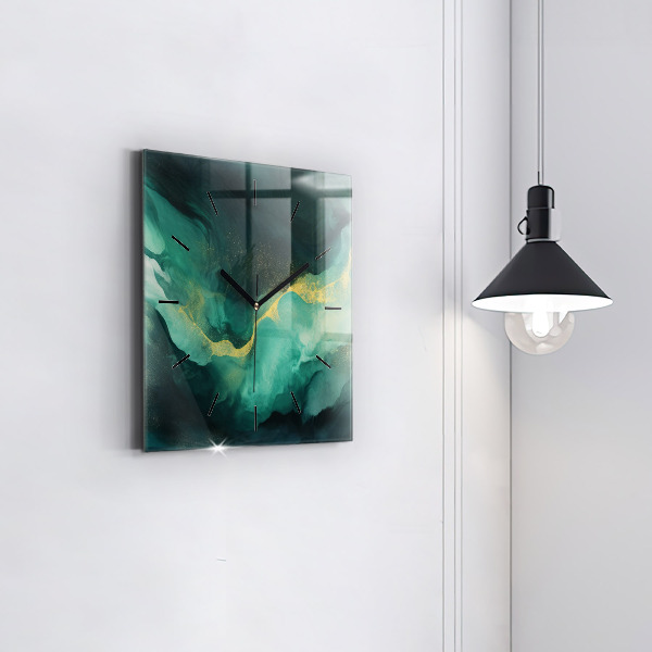 Štvorcové hodiny Zelený mramor