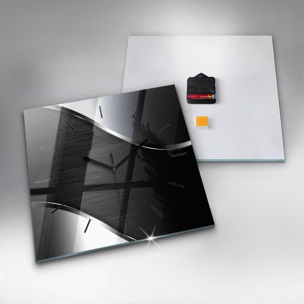 Štvorcové hodiny Čierne a strieborné čiary