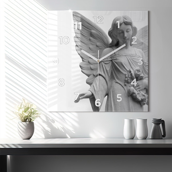 Štvorcové hodiny Stará socha anjela